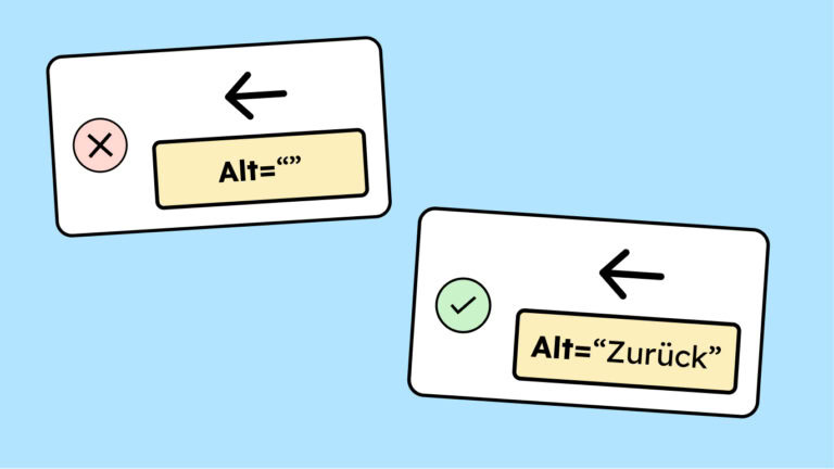 Zwei Pfeile. Einer hat kein Alt-Attribut, im Alt-Attribut des anderen steht: Zurück.
