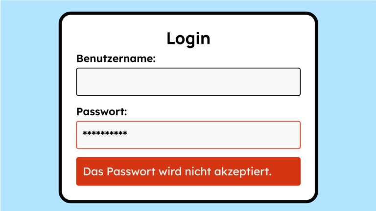 Ein Formular zudem ein Fehler durch Text angezegit wird.