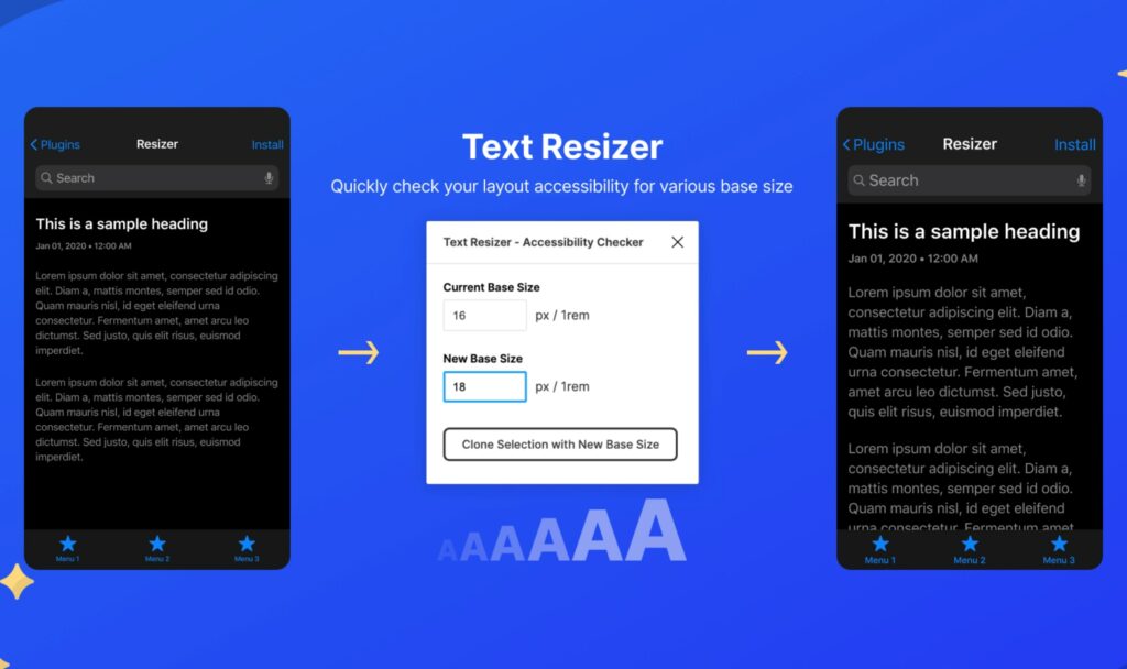 Screenshot vom Text-Rsizer-Plug-in in Aktion in Figma.