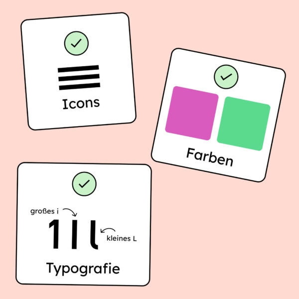 Illustration von Icons, Farben und Typografie