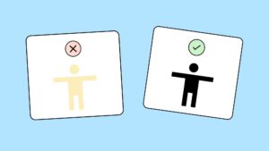 Ein Vergleich von zwei Icons. Das Erste ist gelb und erfüllt nicht die Kontrast-Anforderungen von 3 zu 1 zum Hintergrund. Das zweite Icon schon.