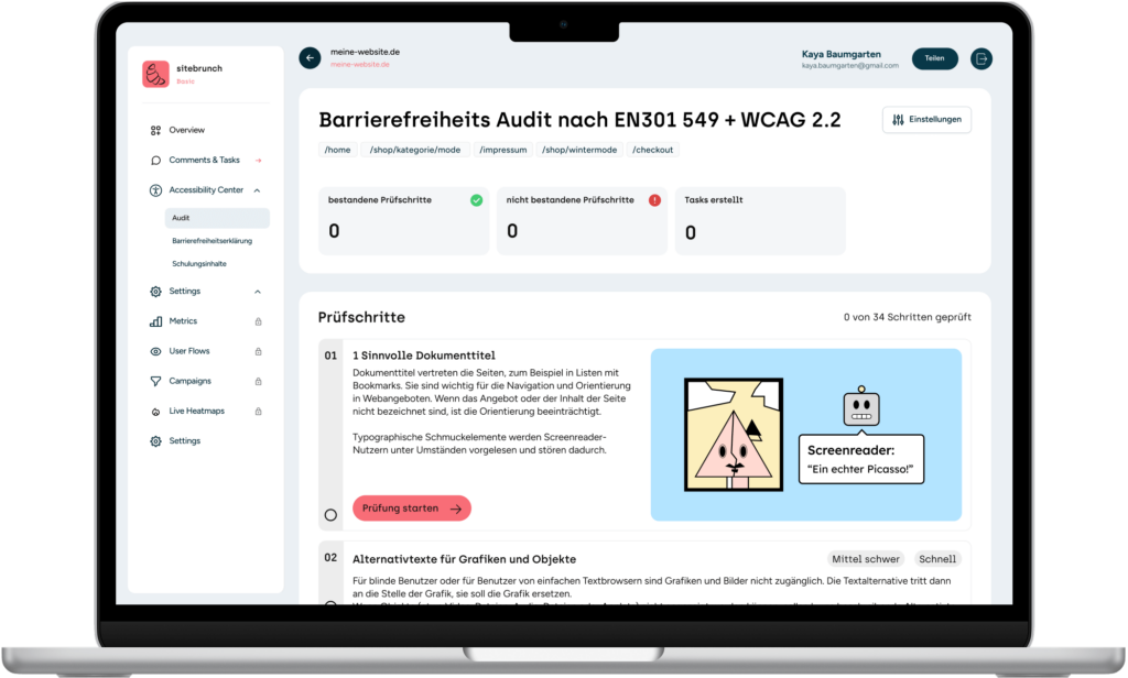 Screenshot des Accessibility-Centers in einem Mac-Book-Mock-Up